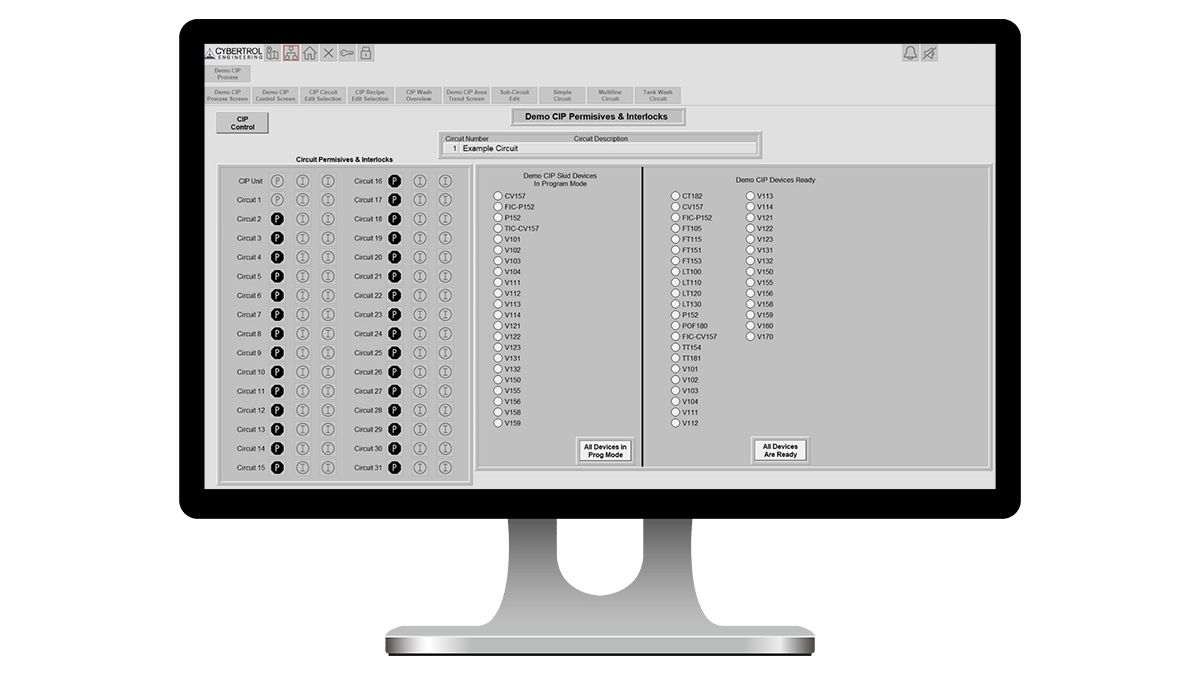 Cybertrol Configurable CIP Permissives and Interlocks Screen