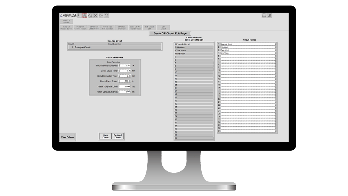 Configurable CIP Interface Circuit Edit Page Screen