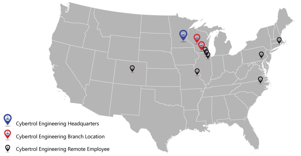 Cybertrol Engineering map of locations