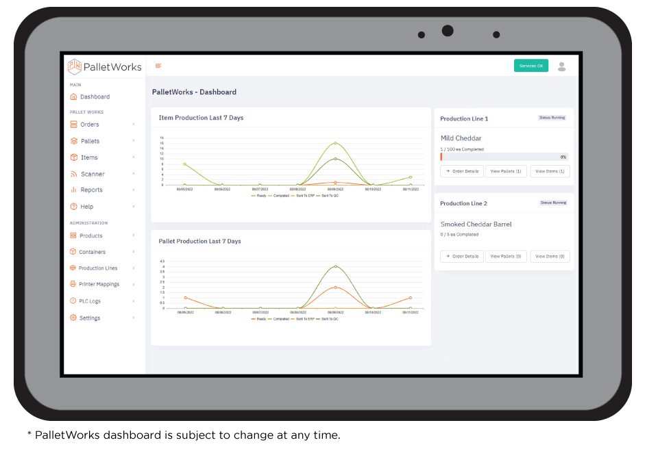 PalletWorks Industrial Tablet with Admin Dashboard